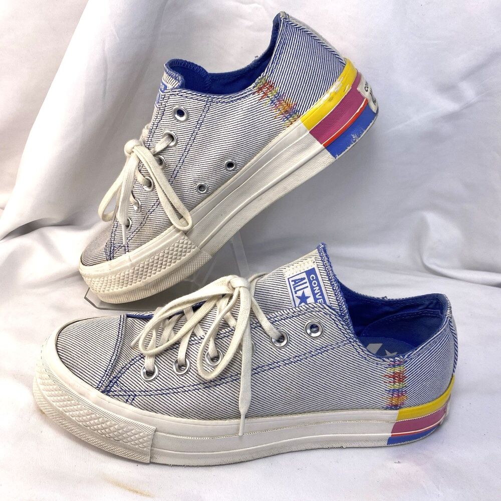 Converse Chuck Taylor All Star Lift Low Women Sz 8.5 Platform Rainbow Ozone Blue